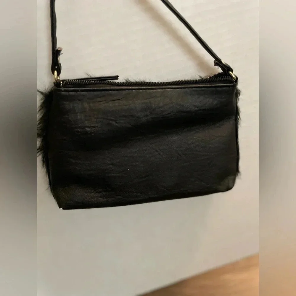 Rue 21 Y2K black faux fur crossbody small purse-NWT